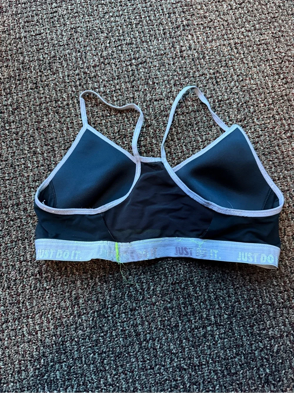 Nike Black Sports Bralette with White Trim and Lime Swoosh